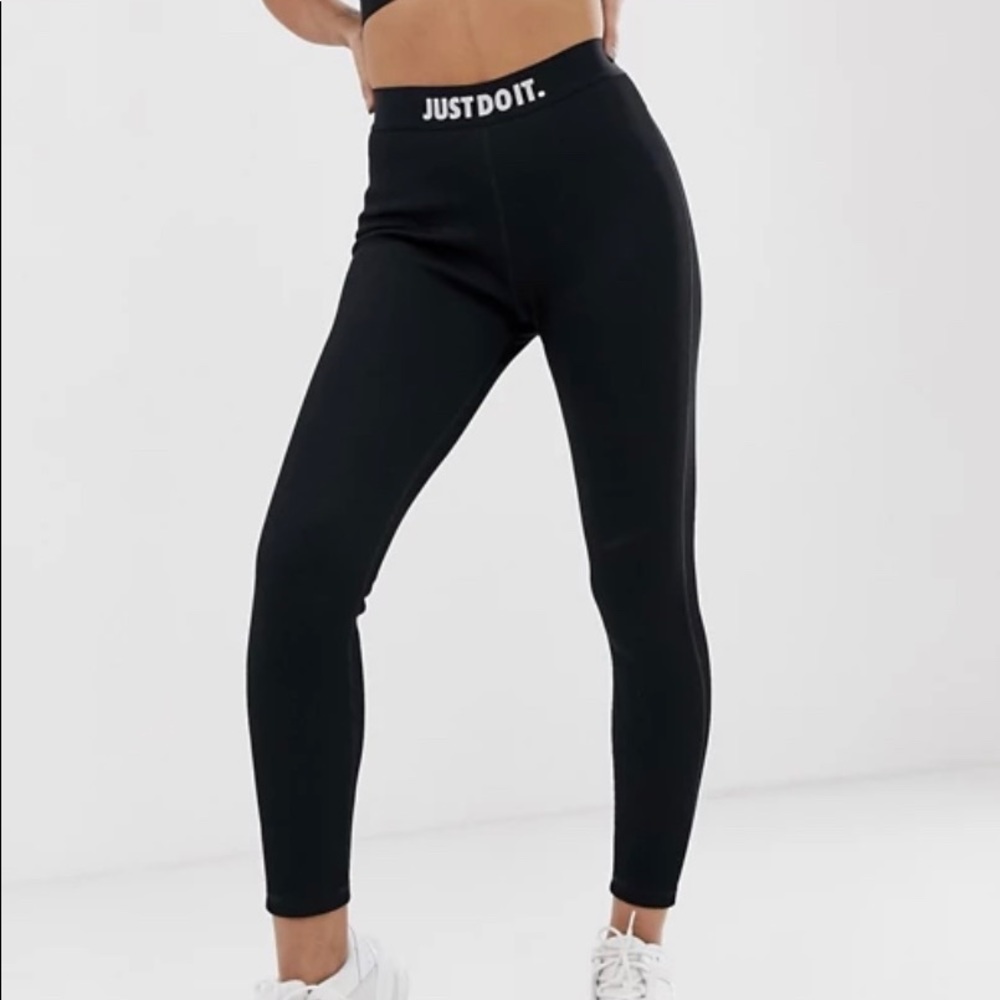 Nike black ribbed just do it high waisted leggings